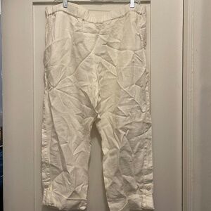 J. Jill 100% Linen White Capri Pants with Cuff - Size Large/Petite